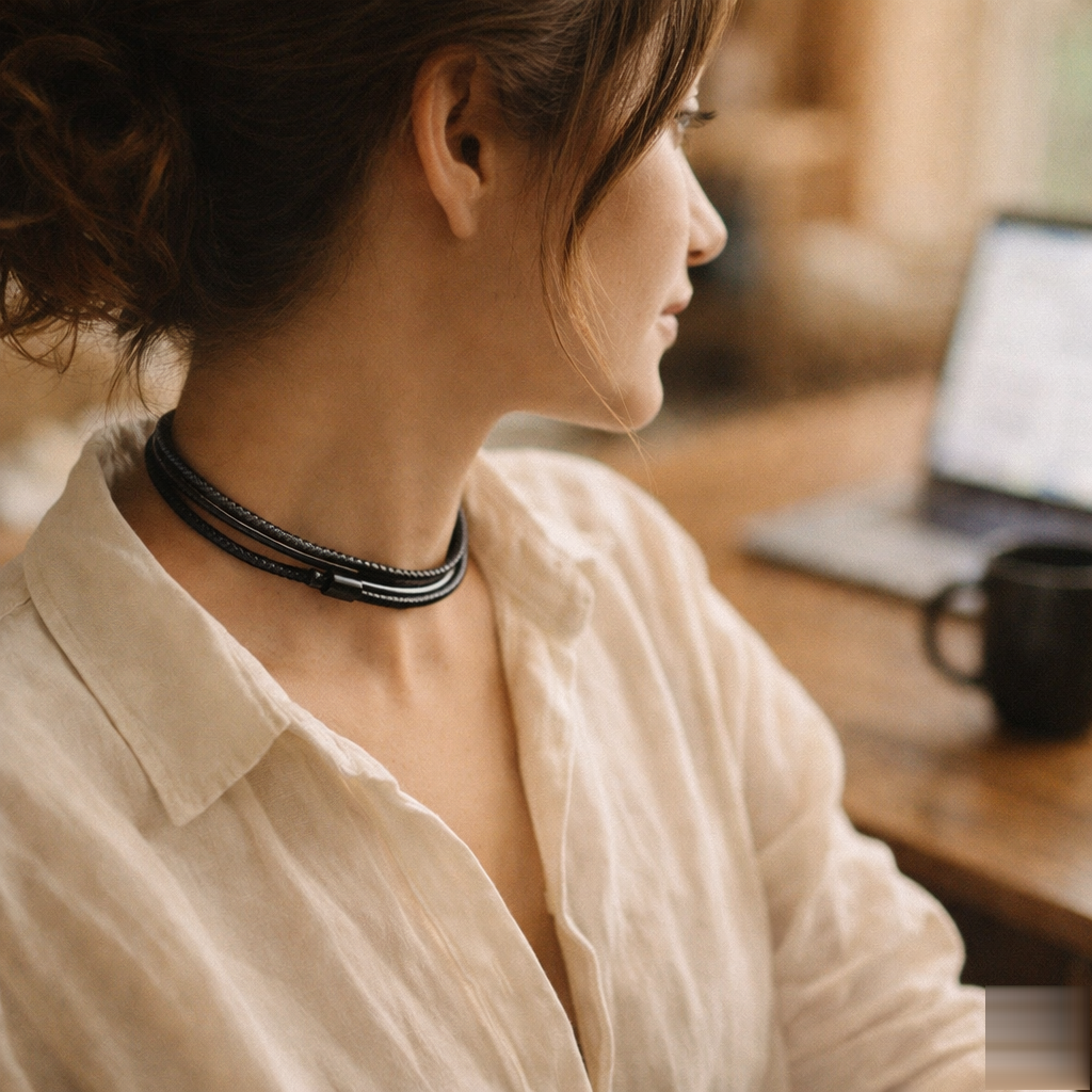 Industrial braided leather robust day collar