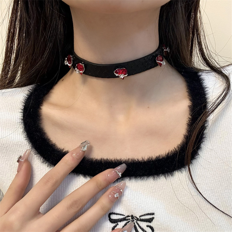 Enchanted Ruby Heart Studded Day Collar 2 Enchanted Ruby Heart Studded Day Collar