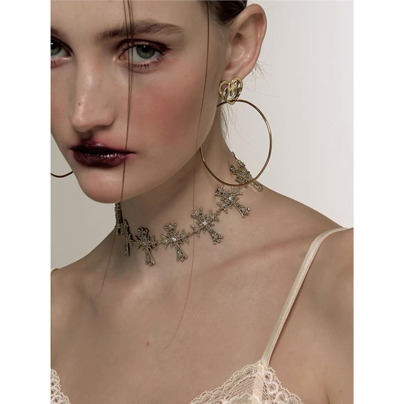 Ethereal cascading crosses day collar