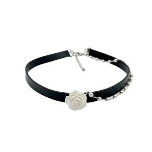 Elegant White Rose Pearl Drip Day Collar