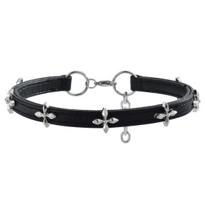 Regal Fleur-de-lis Studded Leather Day Collar