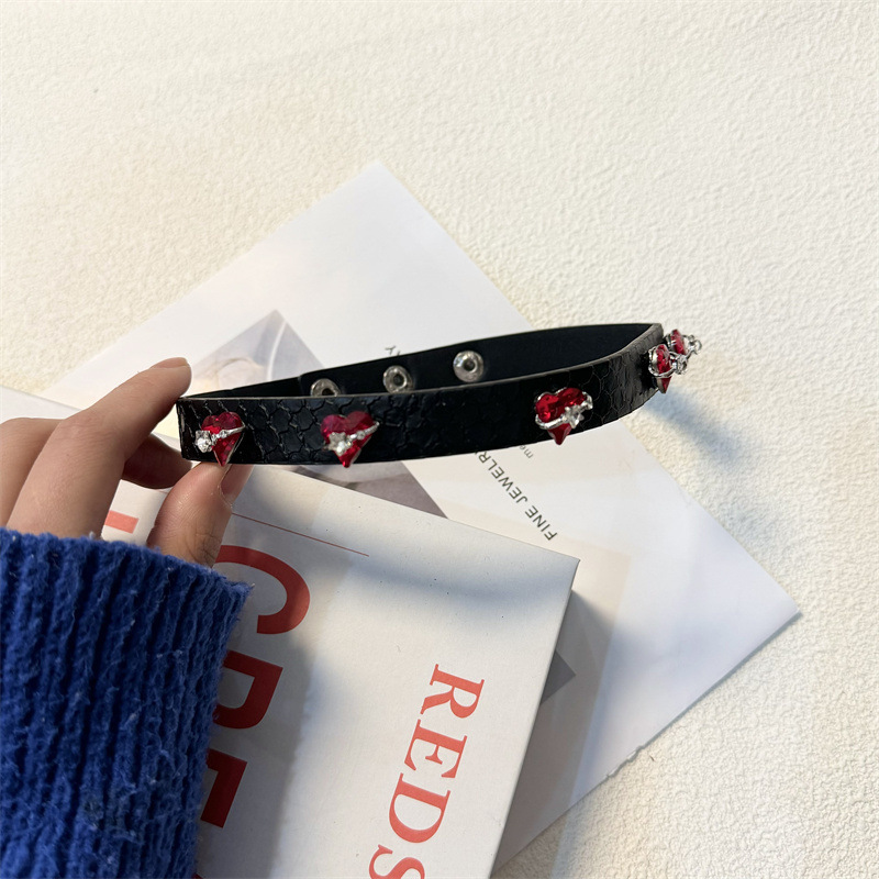Enchanted Ruby Heart Studded Day Collar 1 Enchanted Ruby Heart Studded Day Collar