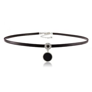Mystic Obsidian Disc Ribbon Day Collar