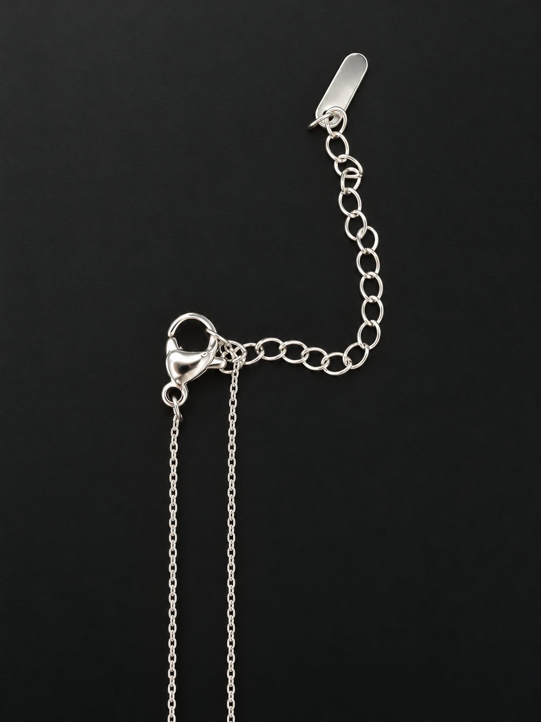 Discreet Square Pave Pendant Necklace — Titanium Steel on Adjustable Fine Chain 5 Discreet Square Pave Pendant Necklace — Titanium Steel on Adjustable Fine Chain - Image 5