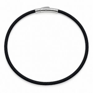 Discreet Braided Chain Day Collar — Black with Polished Silver Barrel Clasp