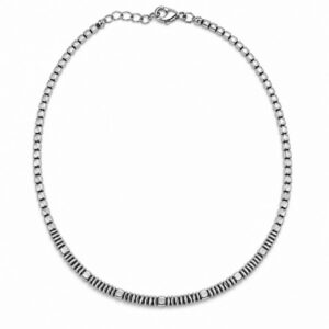 Discreet Cube Bead Chain Necklace — Polished Silver-Tone with Lobster Clasp